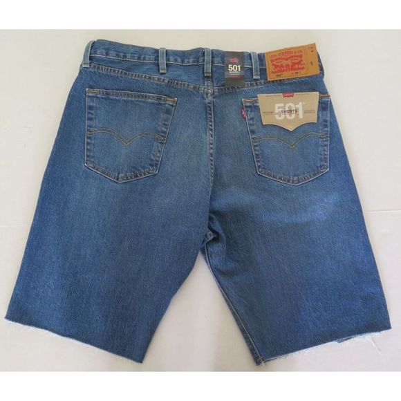 Levi's 501 Men's Sz 38 Blue Denim Stretch Signature Button Fly Shorts - Picture 2 of 6